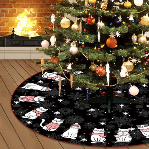 Weihnachtsbaum Rock, 122CM Weihnachtsbaumdecke Rund, Gestrickte weihnachtsdecke Große Baummatte Weihnachtsdeko, Weihnachtsbaumschmuck Christmas Blanket für Weihnachten Neues Jahr Dekoration