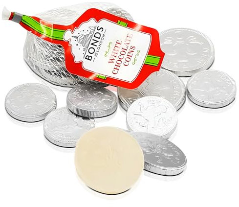 AMvic Silver Chocolate Coins Pack of 3 x 60g White Chocolate Coins – Christmas Chocolate Coins for Stocking Fillers, Secret Santa, Christmas Gifts – Silver Foil Individually Wrapped Chocolate Treats