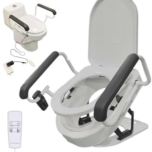 Kadxyan Adjustable Toilet Seat Booster, Electric Toilet Seat Lift with Lift Handle, Drying Function, Maximum Load 330lb, Plug in Elevated Toilet Assisted Standing with Remote Control