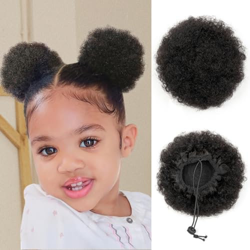 Ponytail Extension Pferdeschwanz Zopf Mit Klammer Haarteil Haarverlängerung Hair Piece Haar Hitzebeständig Afro Kinky Lockige Ponytail 15CM Schwarz Für Frauen Und Mädchen