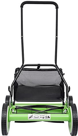 9 Level Height Adjustment Non Powered Lawn Mower Heavy Duty Manganese Steel Blades Cordless Manual Reel Cutting Handle With Catcher Hand Push Lawnmower Garden Gear For Villa Yards Park Greening