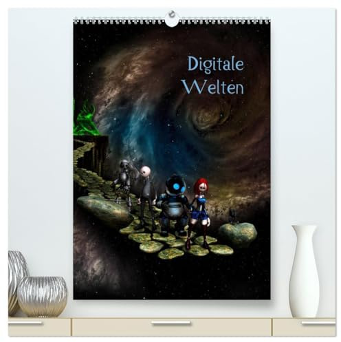 Digitale Welten (hochwertiger Premium Wandkalender 2026 DIN A2 hoch), Kunstdruck in Hochglanz: Eine fantastische Reise durch die Galaxis (CALVENDO Spass)