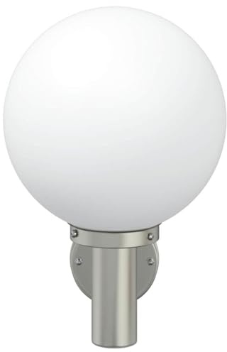 vidaXL Outdoor Wall Light Silver 28 x 25 x 38 cm Stainless steel, Garden and Terrace, Modern Round Lights, Outdoor Wall Sconce, Accent Lamp, Weather-Resistant Fixture, Patio Illumination