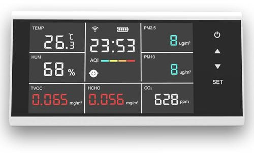 Gas Detector, DM155C-WIFI 9 in 1 Industrial Air Quality Detector Car Inspection Air Monitor with Touch Display