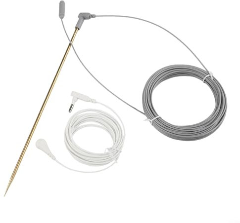 Kit de tige de mise à la terre en cuivre de 30 cm avec câble de terre de 16 m pour tapis de mise à la terre, draps, couvertures, système de sécurité pour intérieur et extérieur