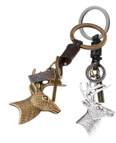 UKCOCO Hirschkopf Schlüsselanhänger 11,5 x 3,5 cm Metall – Regenfest für Schlüssel, Tasche, Geldbörse – Geschenk für Jägerin