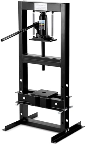 6 Ton Hydraulic Press, H-Frame Garage/Shop Floor Press with Steel Plates, Height Adjustable 55-240mm Working Range, for Workshop Bend, Straighten, Press Parts, Install Bearings & U-Joints