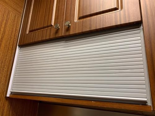 Puerta Plegable Kit de Repuesto para Puertas Tambour Armario, Mueble Enrollable Flexible con Riel y Manija, Panel Deslizante Plástico para, Furgoneta Camper(70x95cm/28x37in)