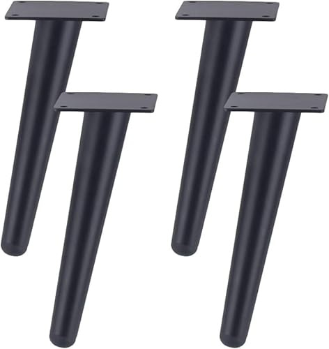 LwsCUiH Möbelfüße Möbelbeine Aus Edelstahl, Stützfüße, TV-Schrankbeine, Couchtischbeine, Sofafüße, Lowboard-Füße, Dicke Kopfpolster, 4 × Fell(Black,25cm)