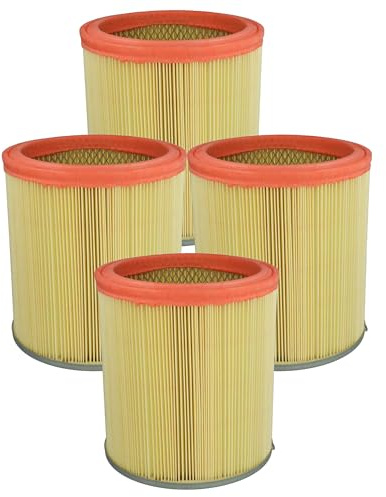 vhbw 4 Faltenfilter kompatibel mit Rowenta RU 630 TR TR, Vorace, RUO 5 | für RU 636, RU 635 Staubsauger - Patronenfilter Gelb Orange Abwaschbar