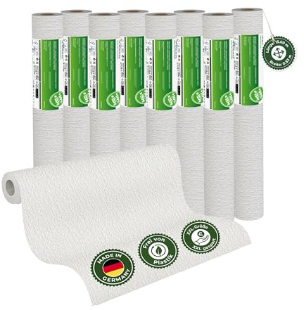 Veluxis Vliestapete 8er-Set GRANDIOSO Papierprägung – 15,00 m × 0,53 m | moderne Alternative zur Raufasertapete, Strukturtapete Papierprägung, überstreichbar, atmungsaktiv, Made in Germany