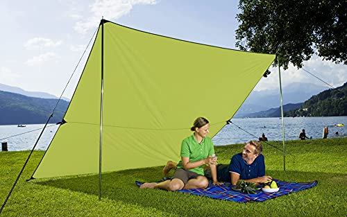 BERGER Ultraleicht Tarp 3x4m │ Camping Sonnensegel Wohnwagen kleines Packmaß Sonnensegel mit Stangen, Sonnenschutz für Strand Garten │ Ideal als Sonnensegel 3x4m für Zelt, Wohnwagen oder Auto