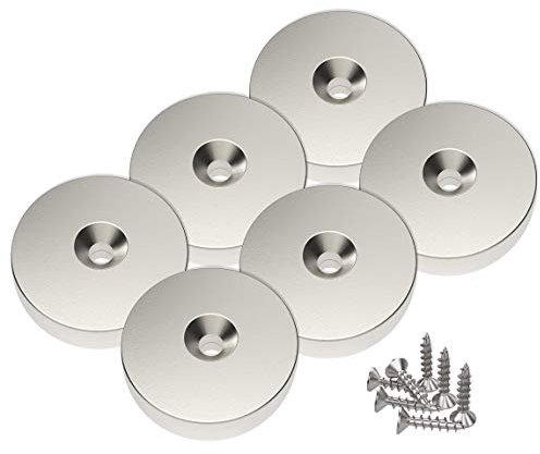 Magnetpro 6 Stück Scheiben Magnete 10 KG Zugkraft 25 x 4,5 mm mit Senkkopf Loch und Schrauben