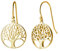 Baum des Lebens Ohrringe für Damen Mädchen Kinder Hänged Ohrhänger 925 Sterling Silber Gold Vergoldet - Durchmesser: 15 mm