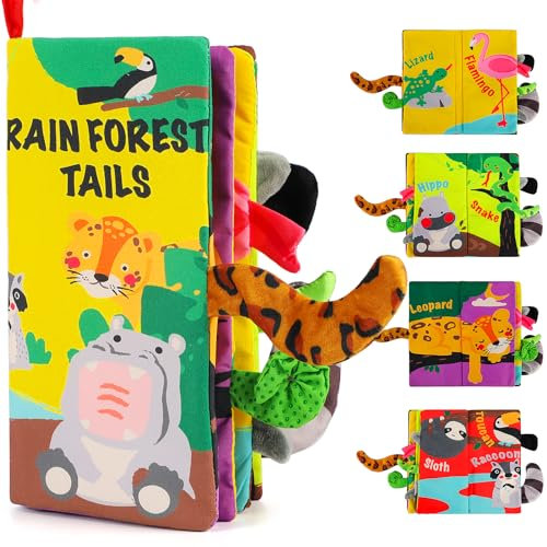 beiens Baby Spielzeug ab 0 3 6 Monate,Babybücher knisterbuch stoffbuch fühlbuch Baby bücher Quiet Book sensorik Kinderwagen Spielzeug Kette für Geschenk Junge mädchen