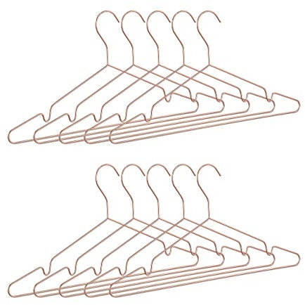 Relaxdays Set of 20 Rosé-Golden Coat Hangers, Thin Elegant Wire Hangers for Tops, Shiny, Compact, Copper