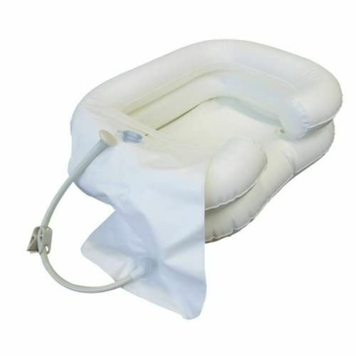 CURA FARMA Cura Active Easy Wash - Lavatesta Portatile per Anziani e Pazienti Allettati, Kit Lavaggio Capelli a Letto con Vaschetta Gonfiabile 30x40 e Sacca per Acqua, Lavatesta per Disabili e Degenti