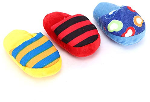 3PCS Hund Quietschendes Spielzeug Hund Kauspielzeug Hund Plüschtier Kauspielzeug Haustier Pantoffel Form Klang Zähne Reinigungsschutz Kauen Beißspielzeug für Hündchen