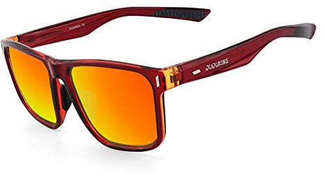 DUDUKING Polarisierte Sonnenbrille Herren Damen, Retro Vintage Fahrrad Sonnenbrille Unisex Fahrradbrille Sports Brille Sunglasses UV400 Schutz orange