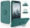 SouliGo Compatible with iPhone X/XS Case with 360° Rotating Ring Magnetic Car Holder Soft Microfibre Anti-Scratch Protective Shockproof Phone Case Cover - Green