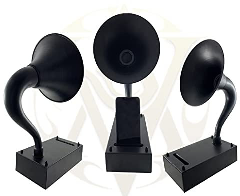 Grammophon mit nautischem Grammophon, schönes schwarzes Finish, Grammophone für Smartphones, Musikverstärker, Lautsprecher, dekorative Tischplatte/Schreibtischplatte/Zuhause/Büro, Geschenk zum