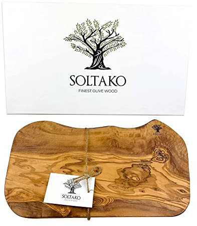 SOLTAKO Planche à Découper en Bois d’Olivier Brut, Planche Rustique, Planche Fromage, Plateau Apéritif Bois Olivier Tunisien, Planche Apéro artisanale