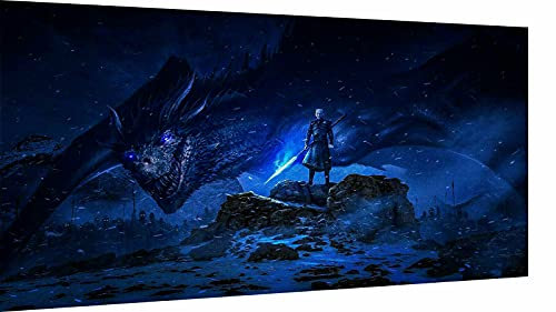 Magic Canvas Art - Bilder GoT Game of Thrones Eiskönig Leinwandbild 1- teilig Hochwertiger Kunstdruck modern Wandbilder Wanddekoration Design Wand Bild, Größe: 100 x 75 cm