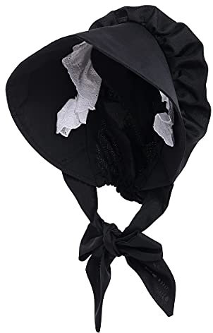 Viktorianische Motorhaube Pioneer Colonial Pilgrim Motorhaube übergroß (Schwarz)