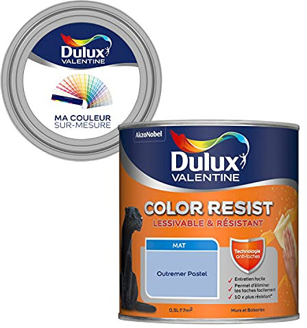 Ma Couleur Sur-Mesure par Dulux Valentine – Peinture Intérieure Murs, Plafonds, Boiseries - Palette Naturelle, Pièce à Vivre Mat, Outremer Pastel, 0,5 L