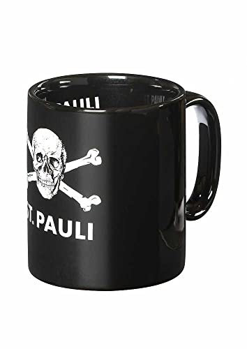 FC St. Pauli Tasse - Totenkopf - schwarz Kaffeetasse Kaffeebecher Becher - Plus Aufkleber Wir lieben Fußball