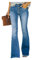 Sawmew Damen Schlaghose Y2K Mode High Waist Bootcut Pant Weite Bein Boyfriend Stretch Skinny Jeans Hosen Vintage Leopard Jeanshose Schlagjeans Streetwear (Color : Blue, Size : L)