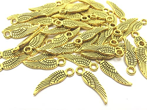 beadsvision 100 FLÜGEL Anhänger Engelsflügel 17x5mm Schutzengel Metall Engel (gold #S592)