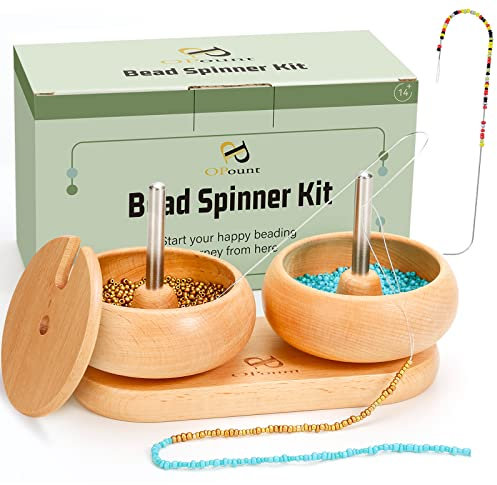 PP OPOUNT Double Bowl Bead Spinner With 2 PCS Bowl and 2 PCS Big Eye Needles for Jewelry Making, DIY Bracelets, Necklace (Patent)