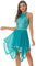 Alvivi Damen Ballettkleid Glitzer Tanzkleid Pailletten Ballettanzug mit Asymmetrisch Rock Ballerina Kleid Latein Cha Cha Tango Salsa Rumba Tanzkleidung A Grün M
