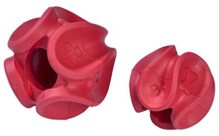 Bobby Wawe - Pallina cani di Gomma Per Igiene Dentale, Giocattolo per cane Resistente, Lavabile, Rossa, 8x8x7 CM