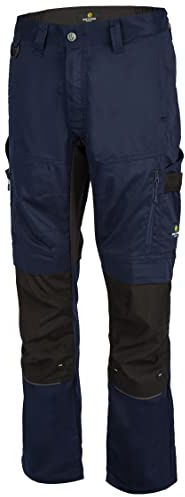 Hans Schäfer Workwear HSW Smart – Lange Arbeitshose für Herren – Modische Cargo-Bundhose mit Knietaschen und Cordura-Verstärkung – Stretch-Slim-Fit – Navy, 30