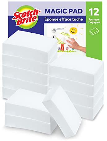 Scotch-Brite Magic Schmutzradierer, Vorteilspackung mit 12 Reinigungsschwämme – entfernt Flecken und Verschmutzungen von Wänden, Schuhen, Waschbecken und mehr ohne Chemikalien