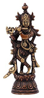 Pooja Bazar Shree Hari Krishna Messing-Statue für Zuhause, Puja, Mandirs, Büro, Geschenke, 5,1 x 16,5 x 5,1 cm