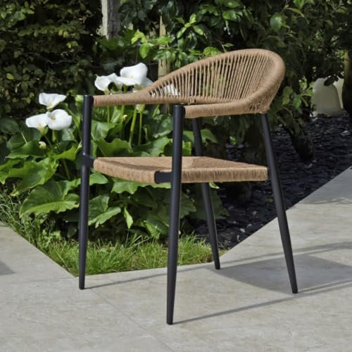 Gecko Jardin Fauteuil Aluminium Noir et Corde tressée Naturelle Casamance
