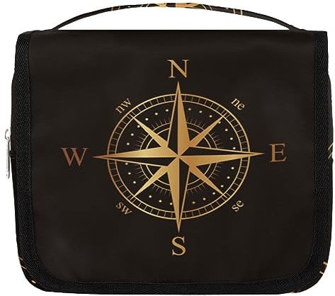 Compass Rose Travel Toiletry Bag for Women Men Compass Wash Pouch Bag Hanging Toiletries Cosmetic Makeup Organizer