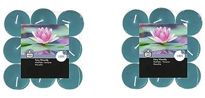 Teelichter Duft 2x18 Stück (36 Teelichter) - Brenndauer: 8 Std., Rußfrei - für Windlicht, Teelicht-Glas, Kerzenständer - Weihnachten, Geschenk, Deko, Hochzeit, Gastro (Blau - Duft: Wasserlilie)