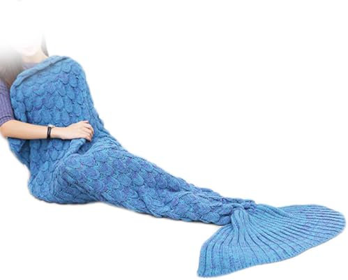 VHOME Meerjungfrau Decke Geschenke - Warmes Wohnzimmer Sofa Decke Damen Mädchen XL Größe Für Weihnachts Geburtstagsgeschenk (Erwachsene 190x110CM, A1-Hell Blau)