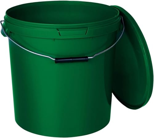 BenBow - Eimer mit Deckel 20l grün 5X 20 Liter - lebensmittelecht stabil luftdicht auslaufsicher geruchsneutral - Aufbewahrungsbehälter aus Kunststoff - Metalgriff Rissfester Griff, leer - zur Hause