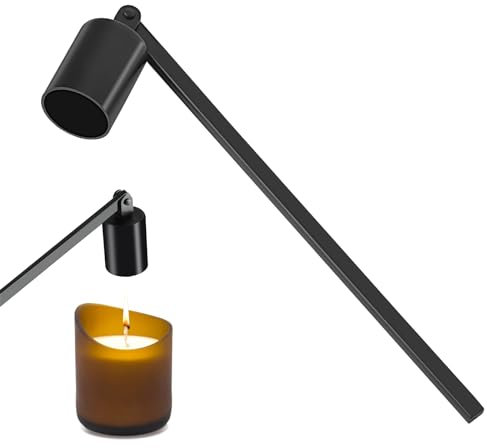 RISVOWO Eteignoir à Bougie, Eteignoir Bougie en Métal, Extincteur de Bougie en Acier Inoxydable à Long Manche, Etouffoir Bougie pour Eteindre Les Flammes de La Mèche (Noir)