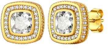 Silvora Zirkonia Ohrstecker 925 Silber Quadratische Zirkon Ohrringe 11mm breit Iced-Out Cubic Zirkonia Ohrstecker Ohrschmuck Geschenke für Damem Herren