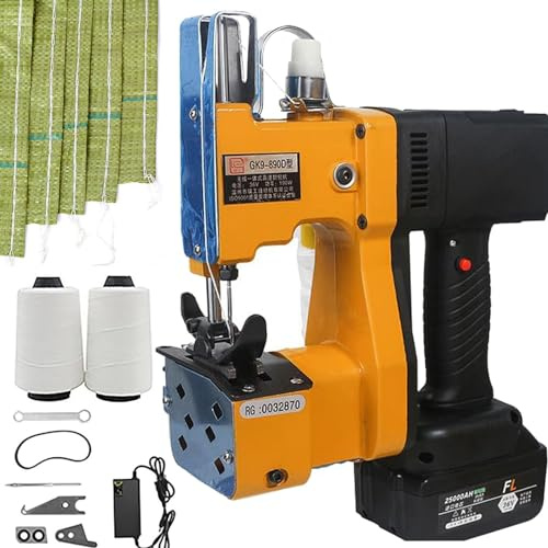 URJWAN Cucitrice Portatile Senza Fili per Sacchi di Pelle di Serpente Intrecciata, Macchina per Chiudere Borse Elettriche con Batteria di capacità, Due Tipi di Metodi di Taglio del Filo,2batteries