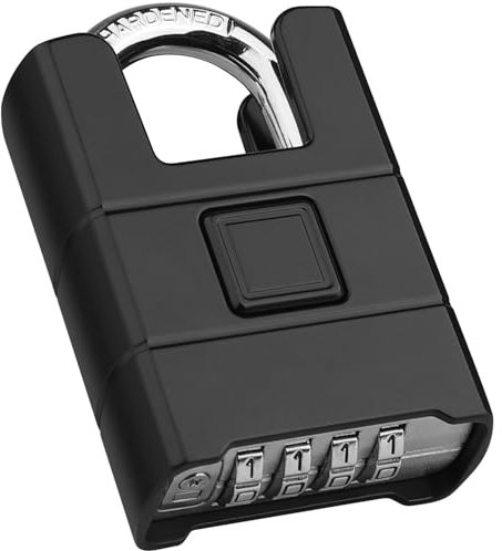 Diyife Cadenas Robuste et Antivol Poutre Enveloppée, 52mm Cadenas Code 4 Chiffres, 8mm Loquet, Extérieur Etanche Serrure Porte de Garage, pour Jardins, Cours, Clôture, Casier
