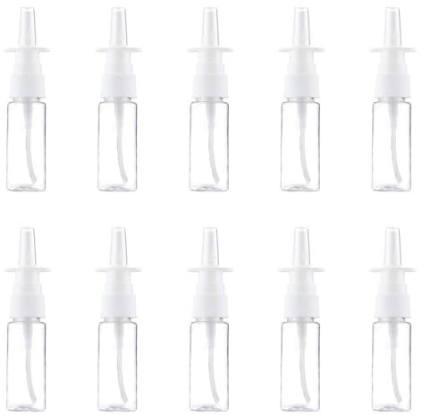 EiEiFiFi 10 botellas de pulverización nasal vacías con atomizador directo, botella transparente para uso doméstico y de viaje, 20 ml, transparente