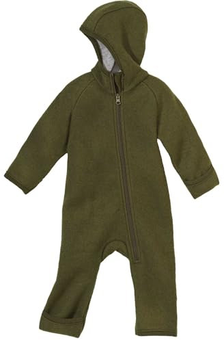Disana ZIPP-OVERALL Baby & Kinder - 100% Bio-Merino, Wollwalk – atmungsaktiv & angenehm wärmend - unisex Gr. 50 – 116 – nachhaltig & fair – mit Reißverschluss - made in Germany | Oliv Gr. 98-104
