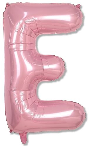Ballons de 101,6 cm en aluminium pastel rose avec lettres grandes de A à Z, ballons autogonflants en aluminium pastel rose lettre E pour filles, grands ballons en rose clair alphabet E pour femmes